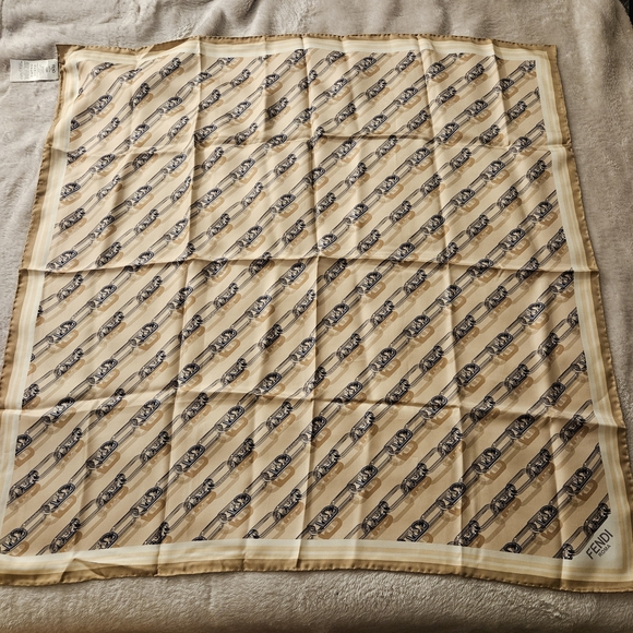 Fendi Beige and Black Logo Scarf - Picture 1 of 7
